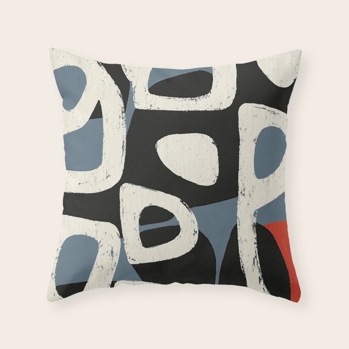 Abstract in Slate and Red Throw Pillow Gallery Image 6