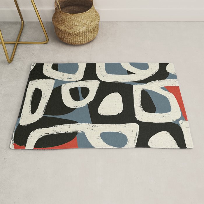 Abstract in Slate and Red Rug Gallery Image 1