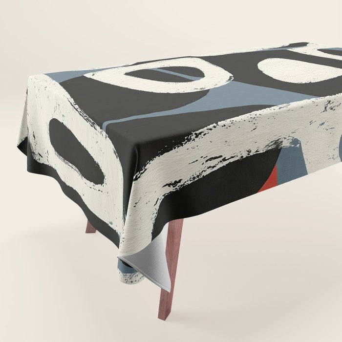 Abstract in Slate and Red Tablecloth Gallery Image 1