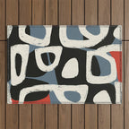 Abstract in Slate and Red Outdoor Rug Gallery Image 1