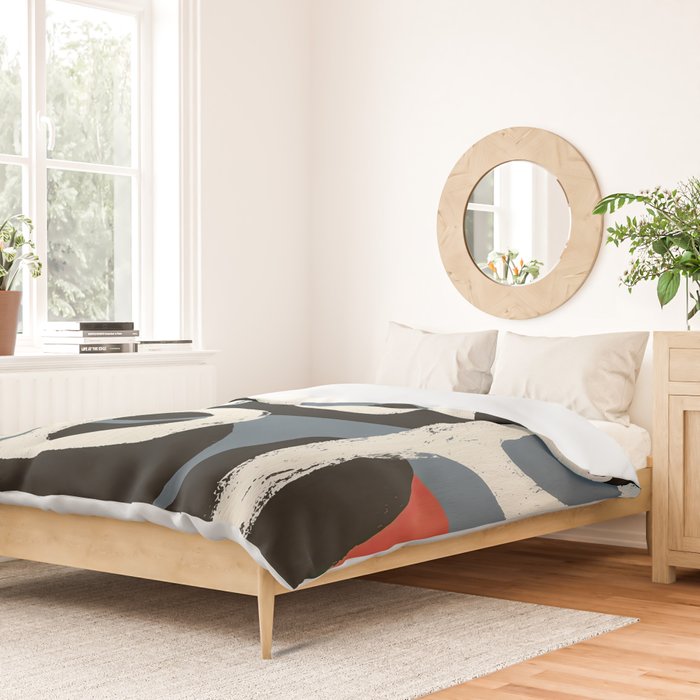 Abstract in Slate and Red Duvet Cover Gallery Image 2