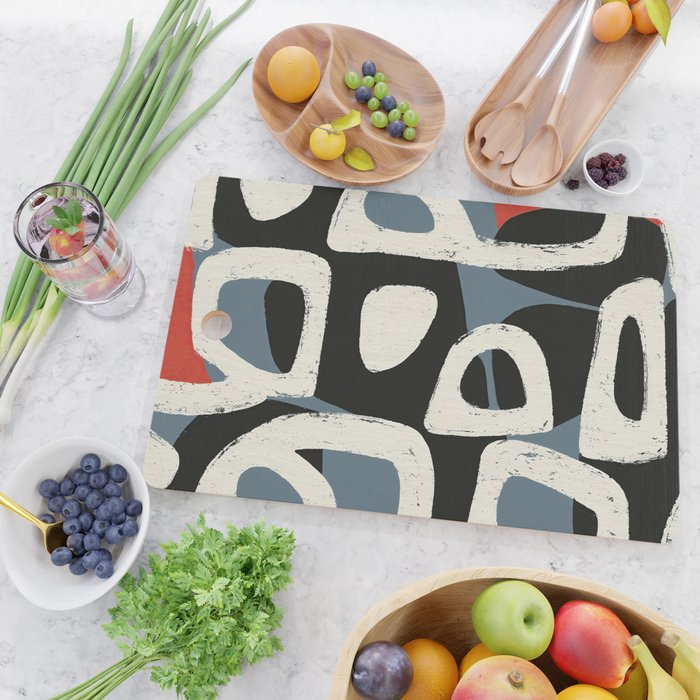 Abstract in Slate and Red Cutting Board Gallery Image 2