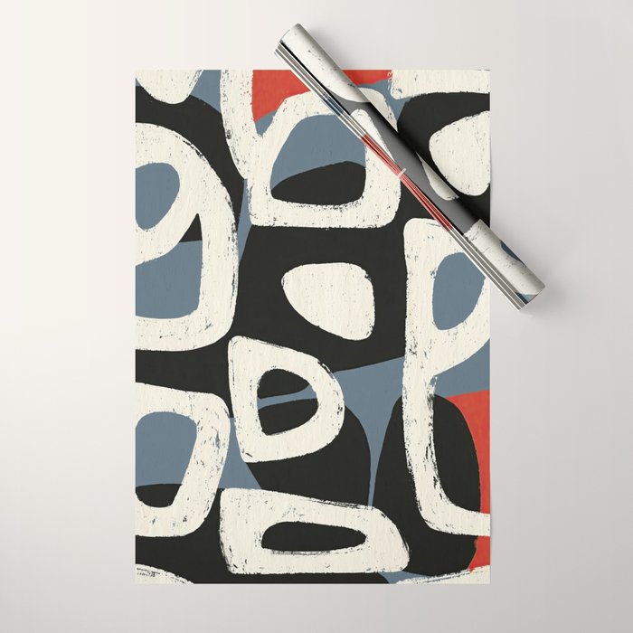 Abstract in Slate and Red Wrapping Paper Gallery Image 1