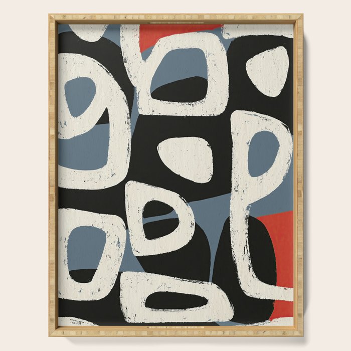 Abstract in Slate and Red Serving Tray Gallery Image 1