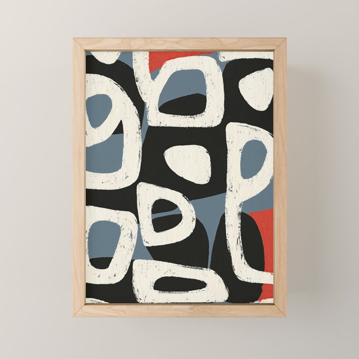 Abstract in Slate and Red Mini Art Print Gallery Image 1