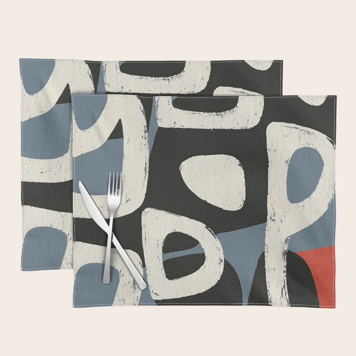 Abstract in Slate and Red Placemat Gallery Image 1