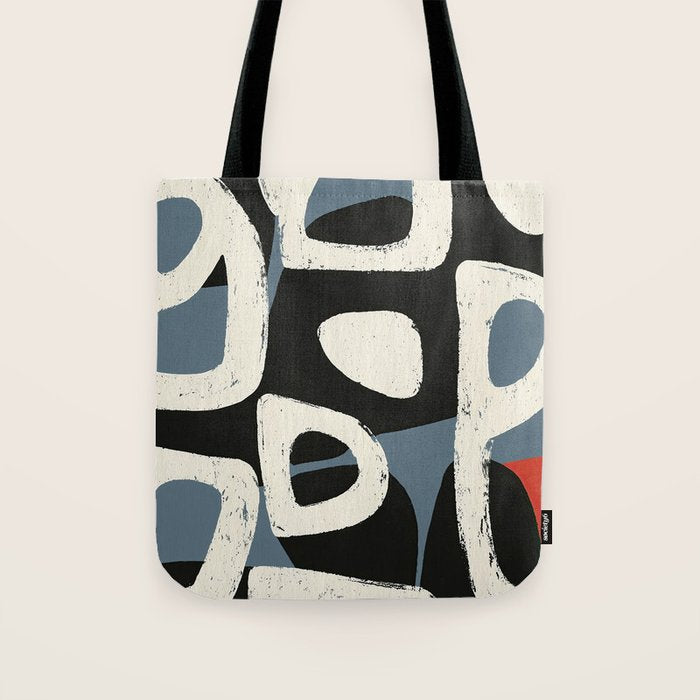 Abstract in Slate and Red Tote Bag Gallery Image 1