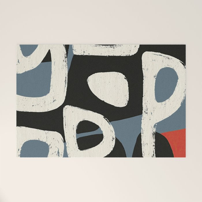 Abstract in Slate and Red Welcome Mat Gallery Image 1