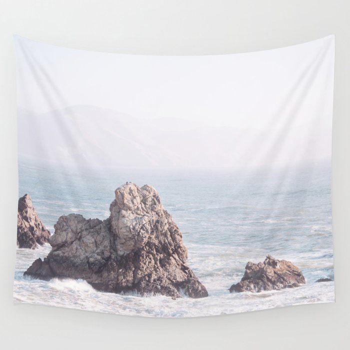 Pale Pacific - Ocean Landscape, Nature Photography Wall Tapestry Gallery Image 4
