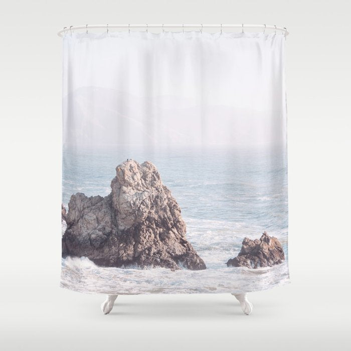 Pale Pacific - Ocean Landscape, Nature Photography Shower Curtain Gallery Image 1