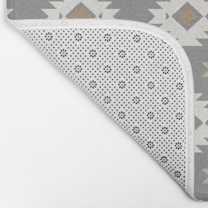 Geometric Aztec - Neutral Brown and Gray Bath Mat Gallery Image 2
