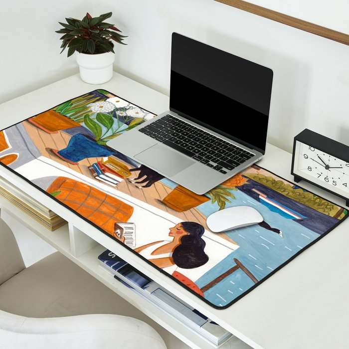 Woman on houseboat in Amsterdam Desk Mat Gallery Image 2