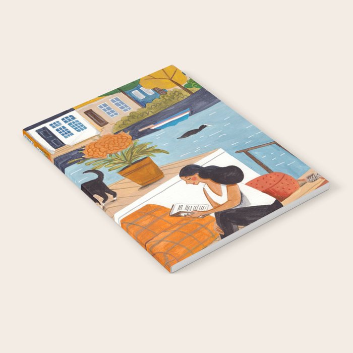 Woman on houseboat in Amsterdam Notebook Gallery Image 1