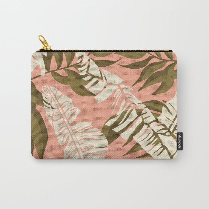 Jungle Leaf Coral Pink Carry All Pouch Gallery Image 1