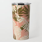 Jungle Leaf Coral Pink Travel Mug Gallery Image 1