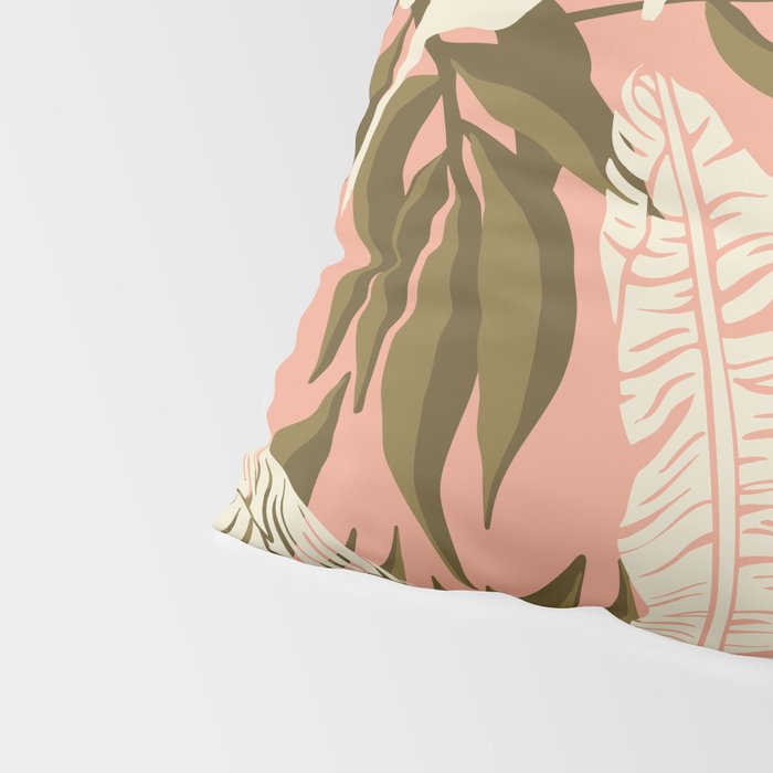 Jungle Leaf Coral Pink Pillow Sham Gallery Image 4