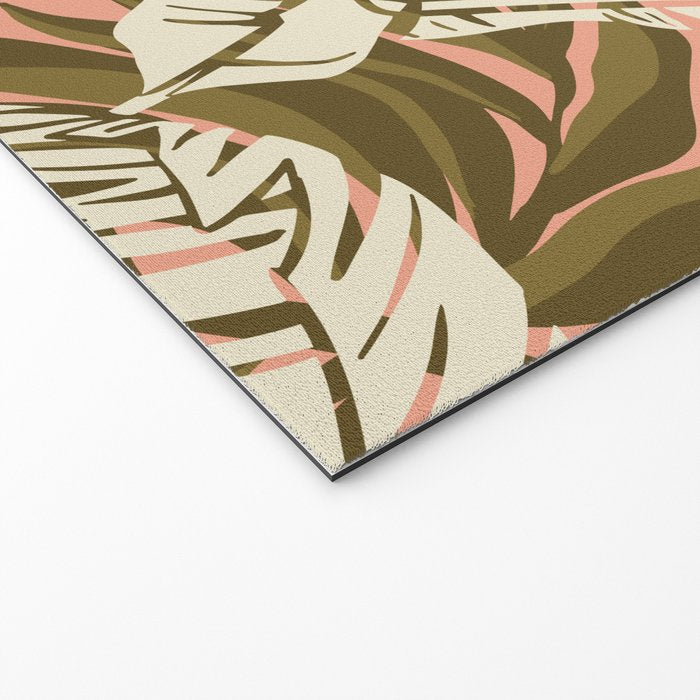 Jungle Leaf Coral Pink Welcome Mat Gallery Image 2