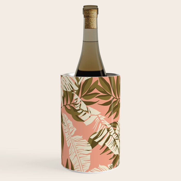 Jungle Leaf Coral Pink Wine Chiller Gallery Image 1