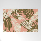 Jungle Leaf Coral Pink Welcome Mat Gallery Image 1