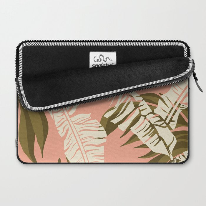 Jungle Leaf Coral Pink Laptop Sleeve Gallery Image 2