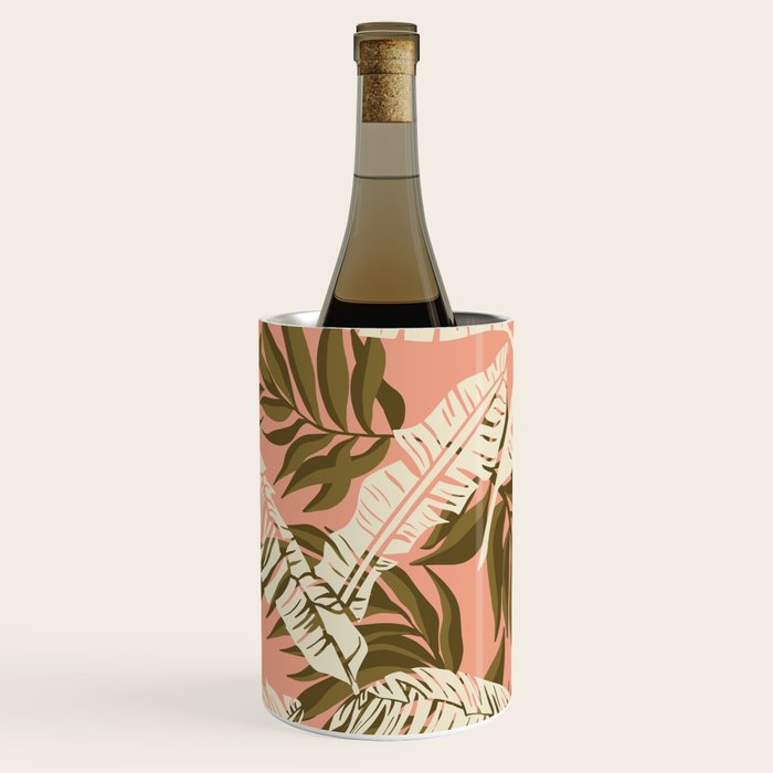 Jungle Leaf Coral Pink Wine Chiller Gallery Image 3