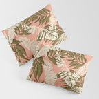 Jungle Leaf Coral Pink Pillow Sham Gallery Image 3