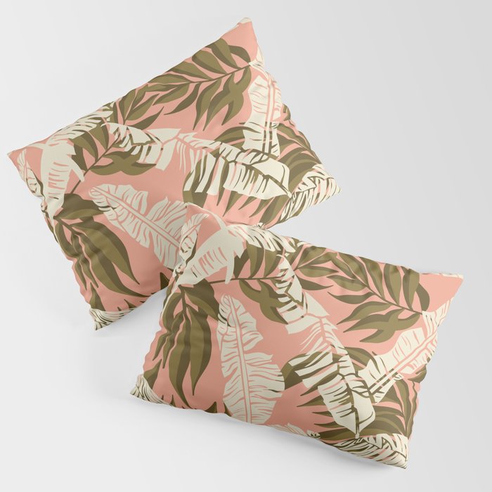 Jungle Leaf Coral Pink Pillow Sham