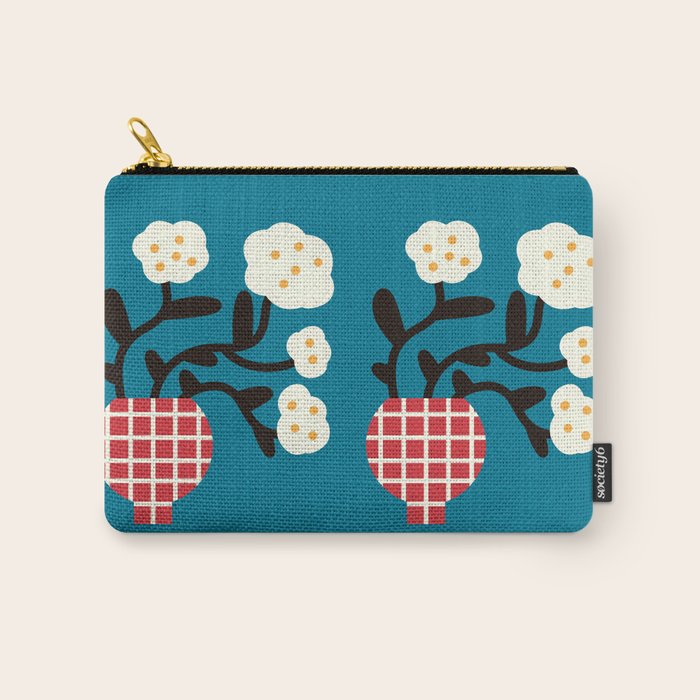 Modern Minimalist Cotton Flowers Carry All Pouch Gallery Image 1