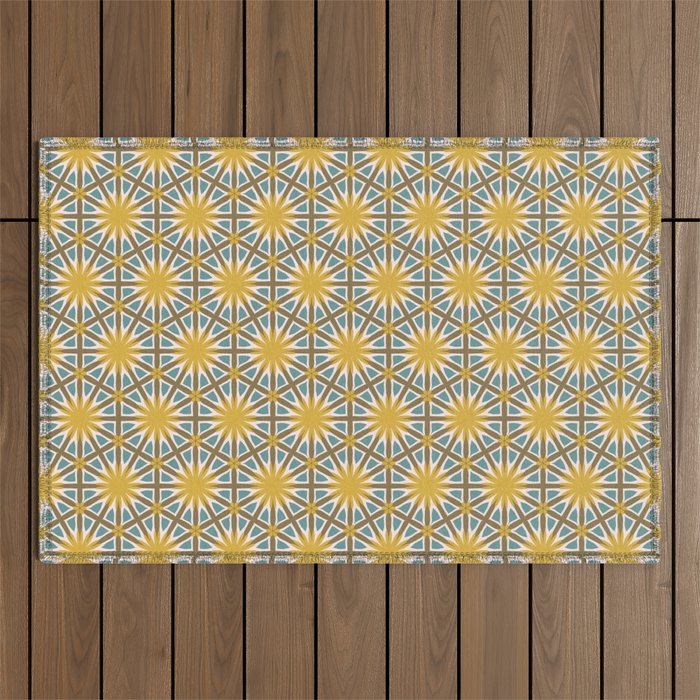 Golden Moroccan Sunburst Outdoor Rug Gallery Image 1