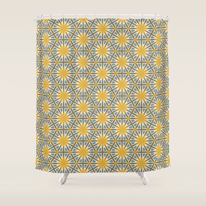 Golden Moroccan Sunburst Shower Curtain Gallery Image 1