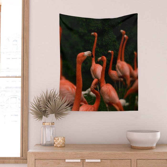 Chorus Line - Flamingo Art Wall Tapestry Gallery Image 2
