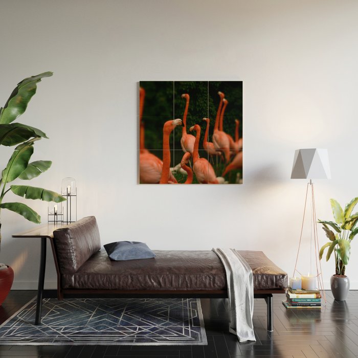 Chorus Line - Flamingo Art Wood Wall Art Gallery Image 2