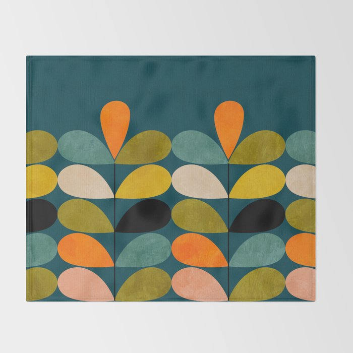 retro minimal floral Throw Blanket Gallery Image 2