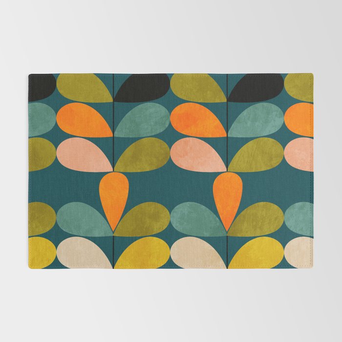 retro minimal floral Rug Gallery Image 2