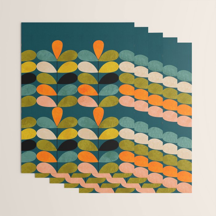 retro minimal floral Wrapping Paper Gallery Image 3