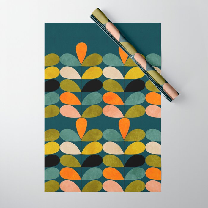 retro minimal floral Wrapping Paper Gallery Image 1