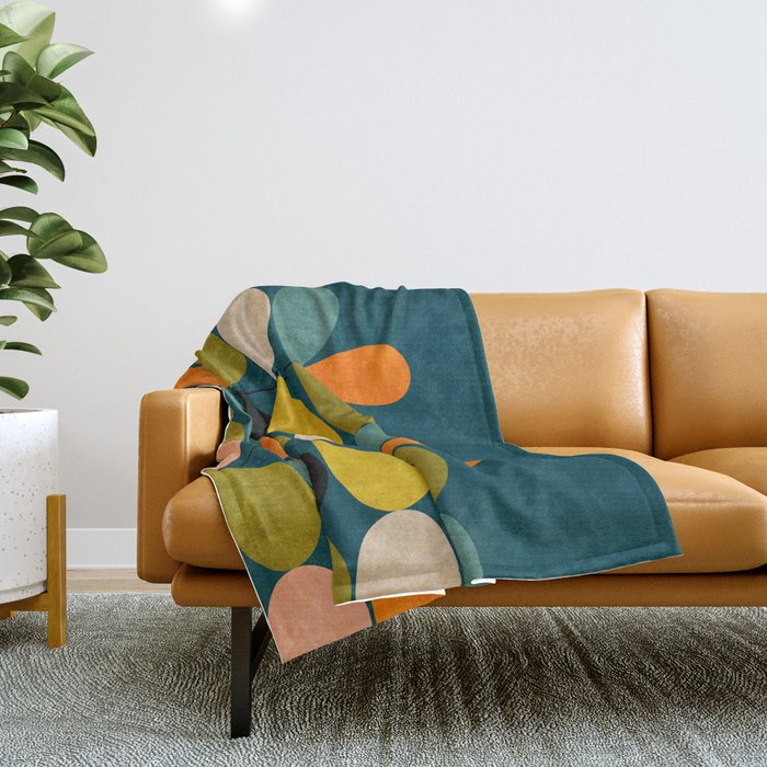 retro minimal floral Throw Blanket Gallery Image 1
