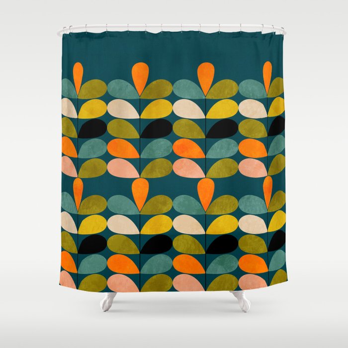 retro minimal floral Shower Curtain Gallery Image 1