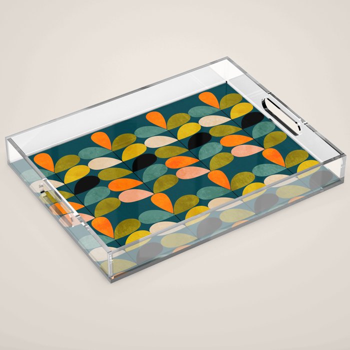 retro minimal floral Acrylic Tray Gallery Image 1