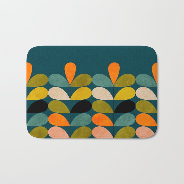 retro minimal floral Bath Mat Gallery Image 1