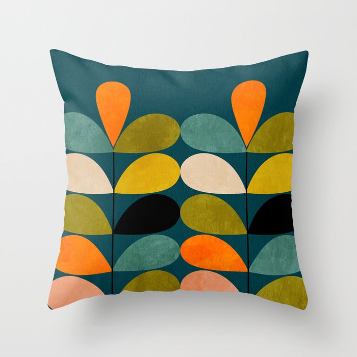 retro minimal floral Throw Pillow Gallery Image 6