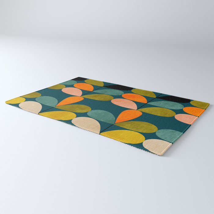 retro minimal floral Rug Gallery Image 3