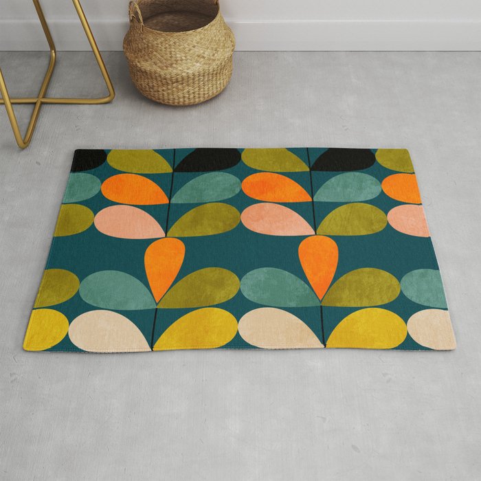 retro minimal floral Rug Gallery Image 1