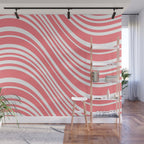 Wavy Stripes XXXII - Coral Pink Wall Mural Gallery Image 1