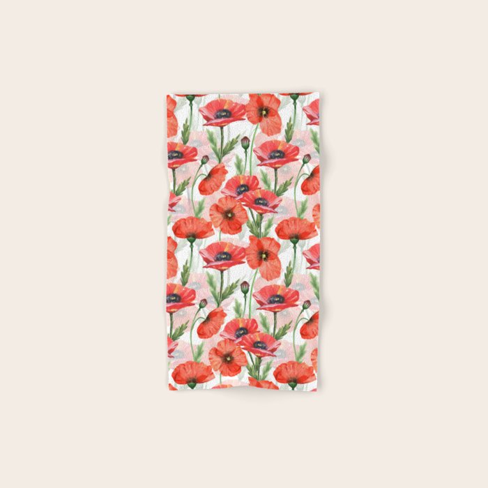 Summer Botanical Poppies Field Bath Towel Gallery Image 1