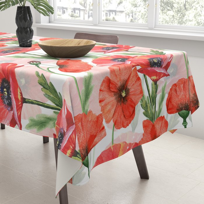 Summer Botanical Poppies Field Tablecloth Gallery Image 3