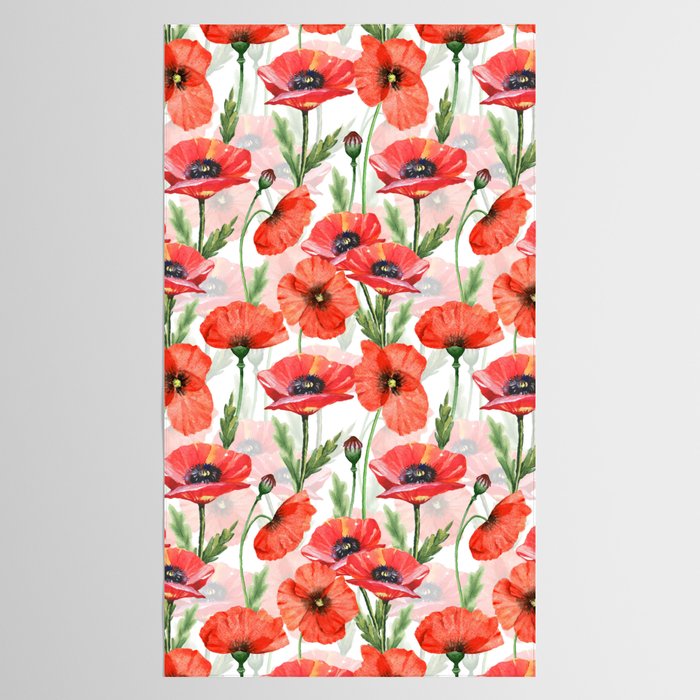 Summer Botanical Poppies Field Tablecloth Gallery Image 2