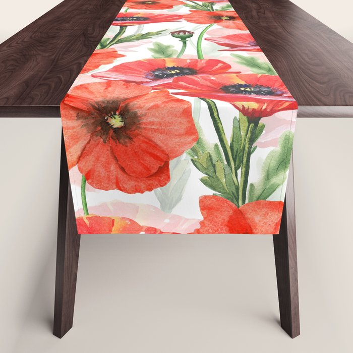 Summer Botanical Poppies Field Table Runner Gallery Image 1