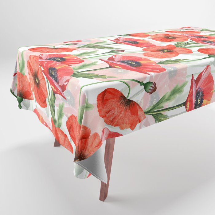 Summer Botanical Poppies Field Tablecloth Gallery Image 1