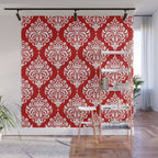 Red Damask Wall Mural Gallery Image 1